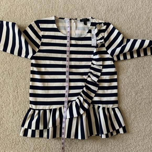 NWT J.Crew Striped Cotton Ruffle Blouse Small - Picture 8 of 8